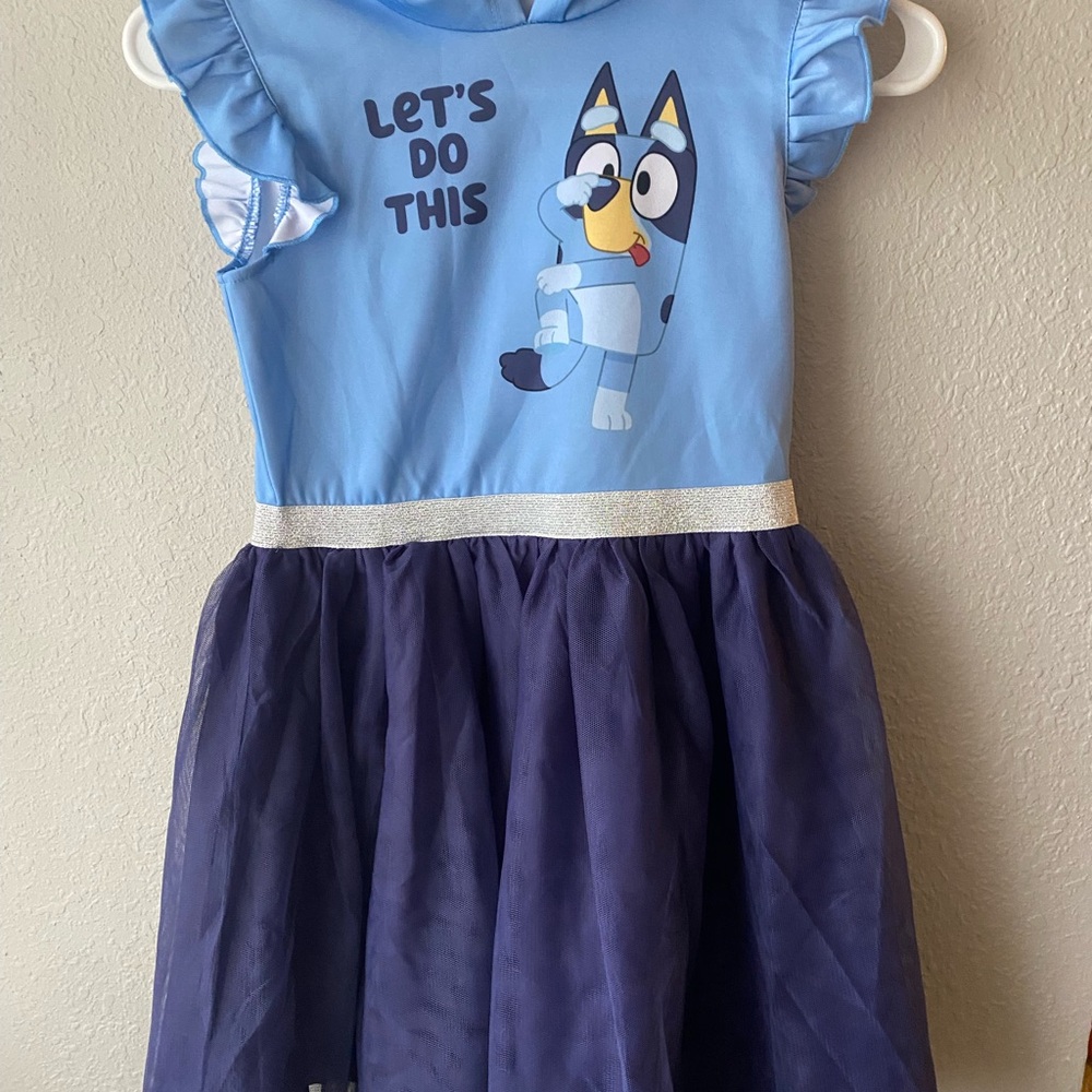 Bluey Kids Casual Dress - Blue and Navy